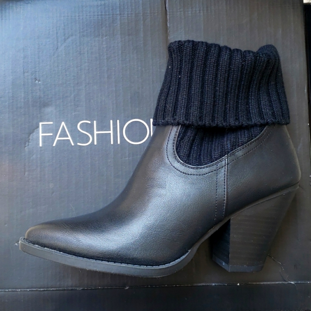 Fashion Nova western style black booties. Size 8 Brand New.